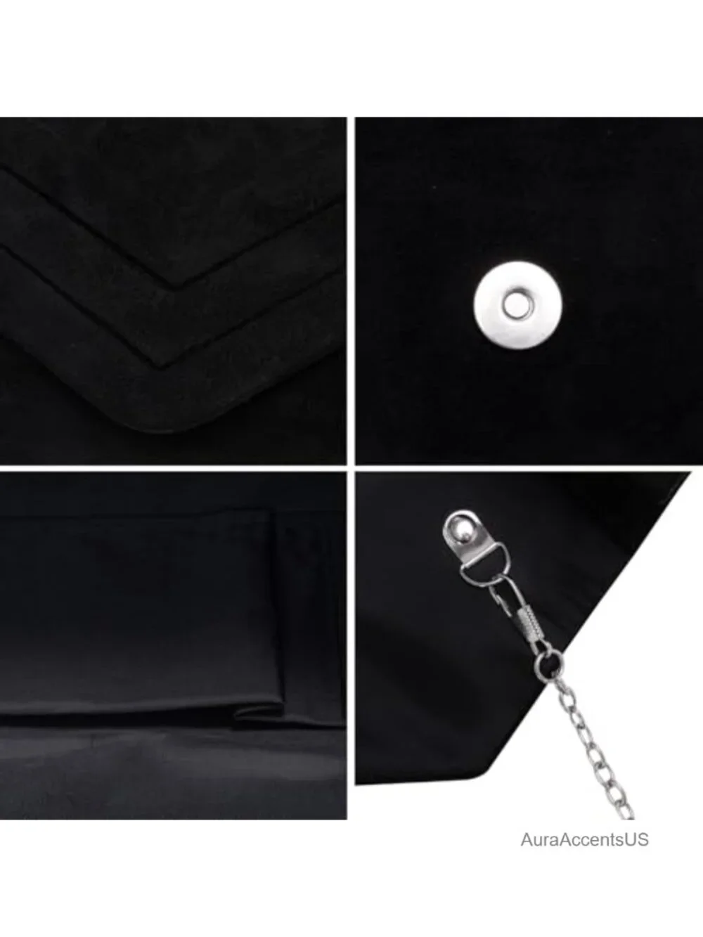 Suede Envelope Clutch Purse with Chain Strap for Weddings and Evening Events